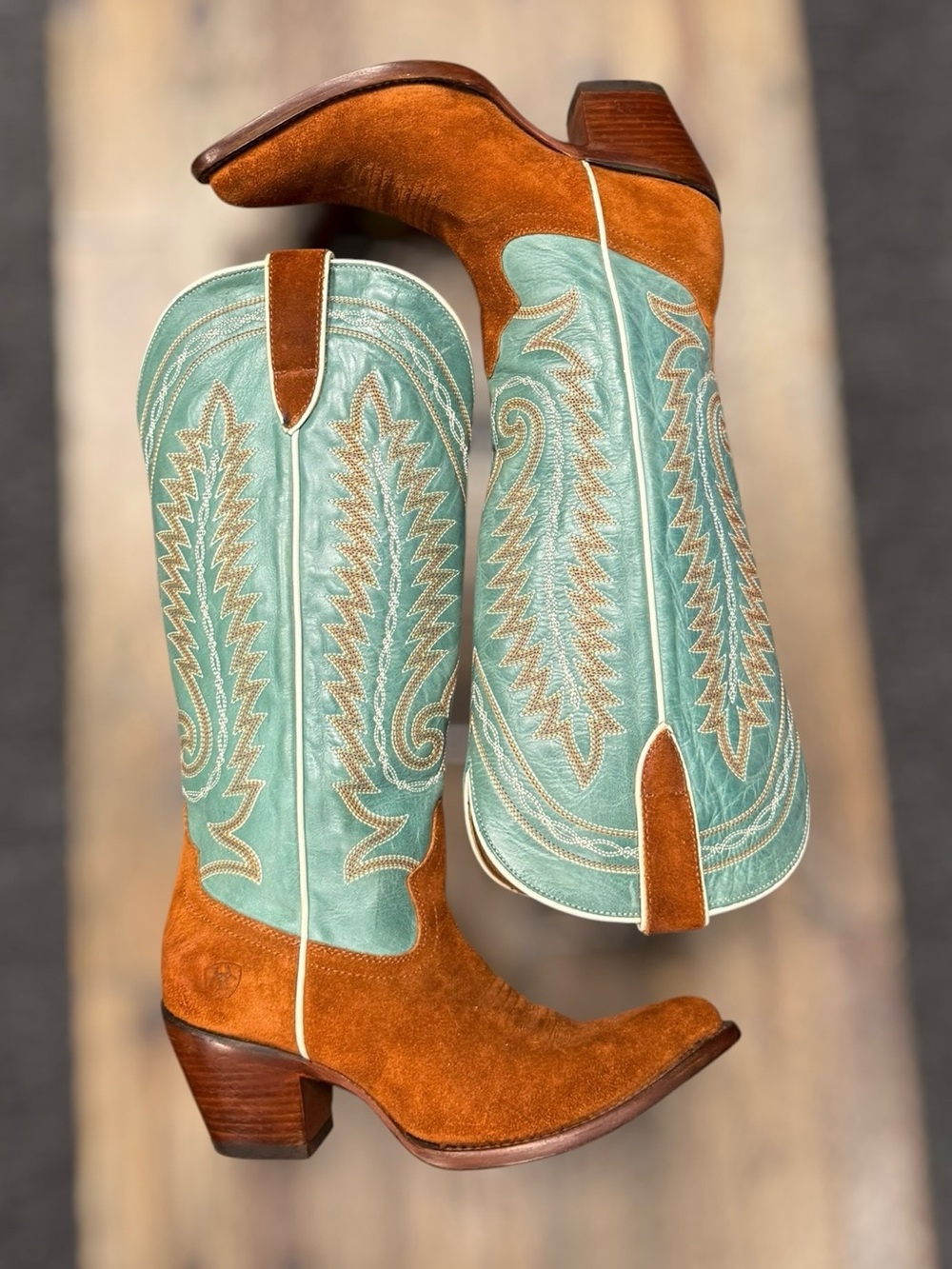 ARIAT WOMEN'S AMBROSE TALL PENNY SUEDE WESTERN BOOTS FESTIVAL 8.5 - Picture 7 of 10